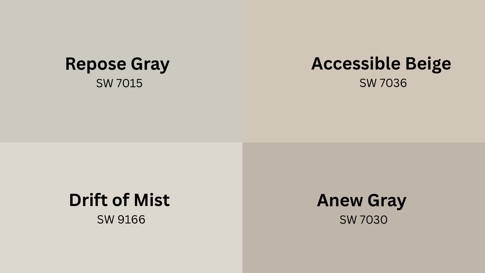 Agreeable Gray Compared to Similar Colors