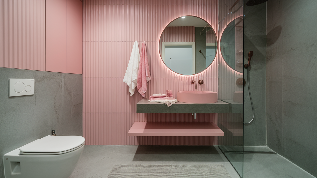 Matte Pink and Gray Tiles