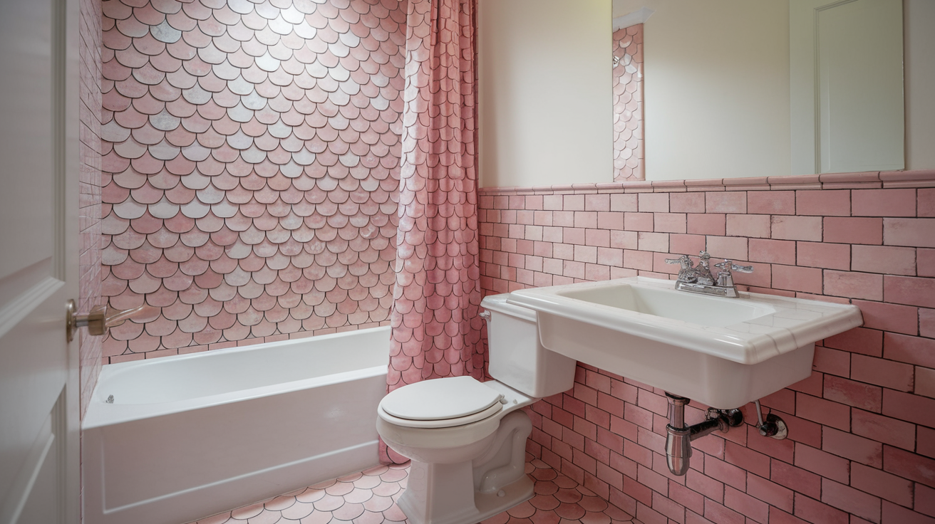 Pink Fish Scale Tiles